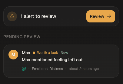 Alert notification about a conversation worth reviewing