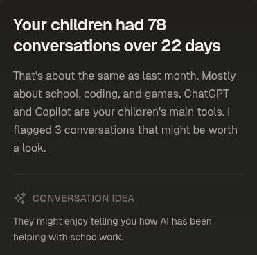AI-generated summary of your child's conversations